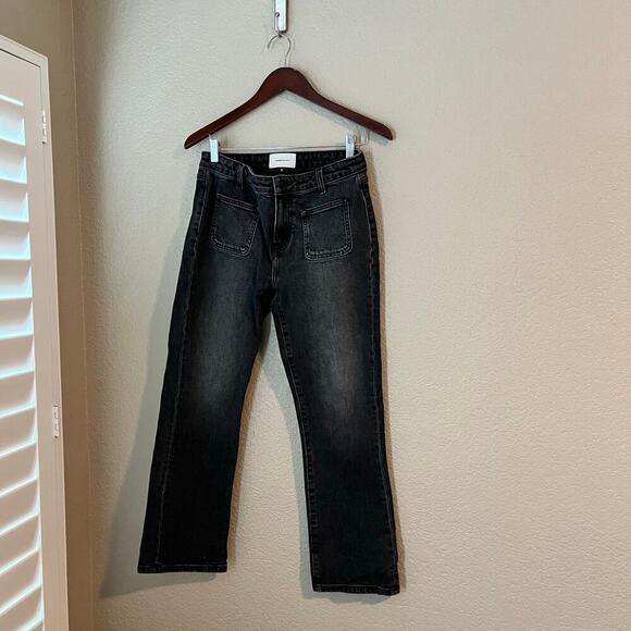 Current Elliott Cropped Bootcut Jeans Dark Cotton Stretch Front Patch Pocket 27 - Picture 2 of 9
